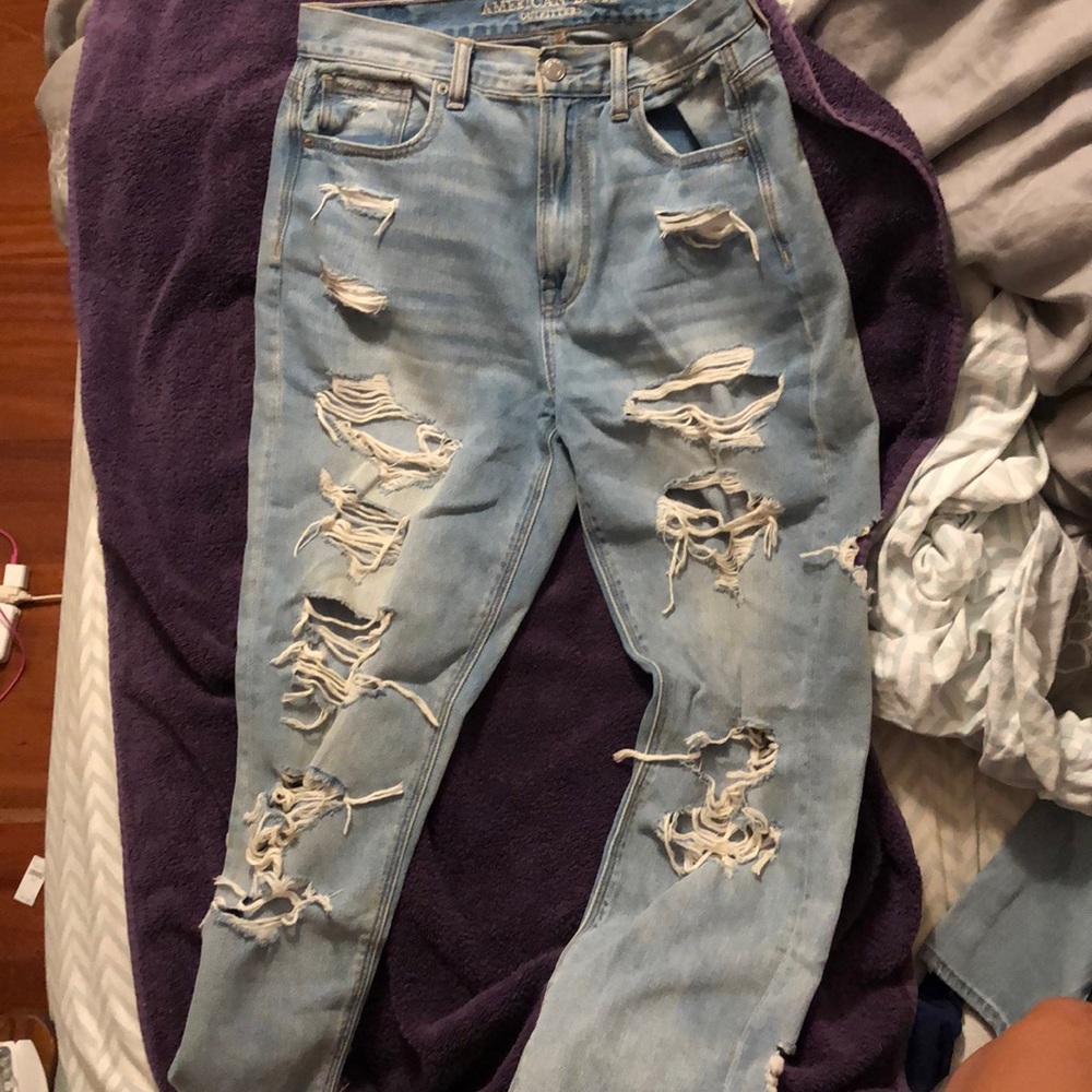 Distressed mom jeans